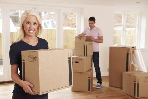 Local moving team handling boxes and flat removals