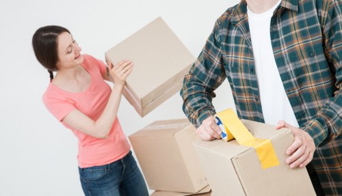Packed boxes and furniture ready for a home move