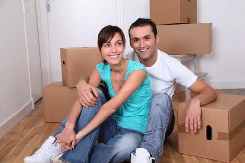 Professional movers handling apartment access in Rotherhithe