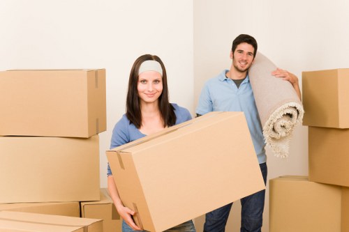 Furniture and boxes loaded into a removals van